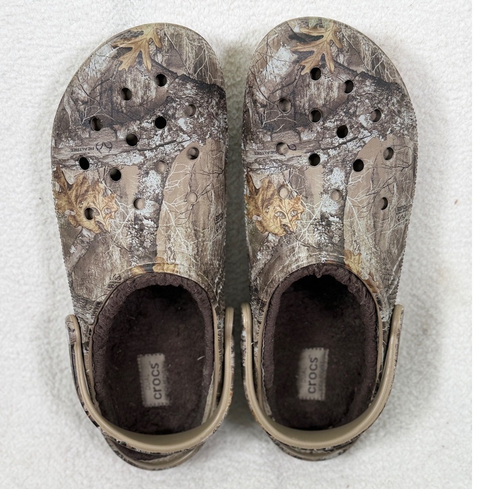 Crocs Classic Lined Realtree Edge Camo Clogs Mens 12 Walnut Brown 205377